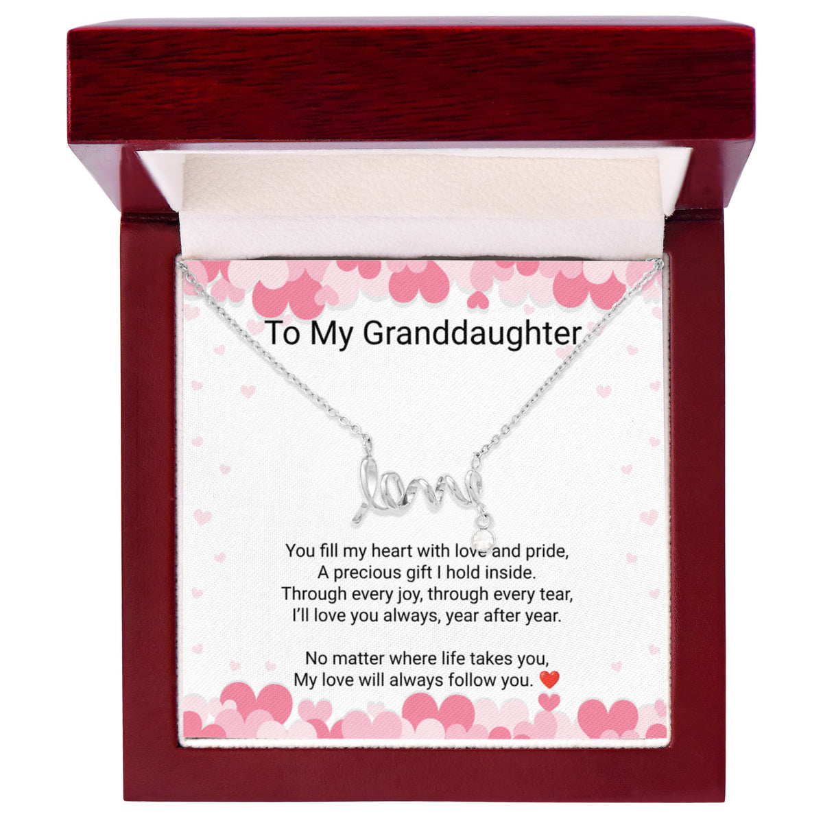 Granddaughter Scripted Love Necklace – Heartfelt Gift from Grandma
