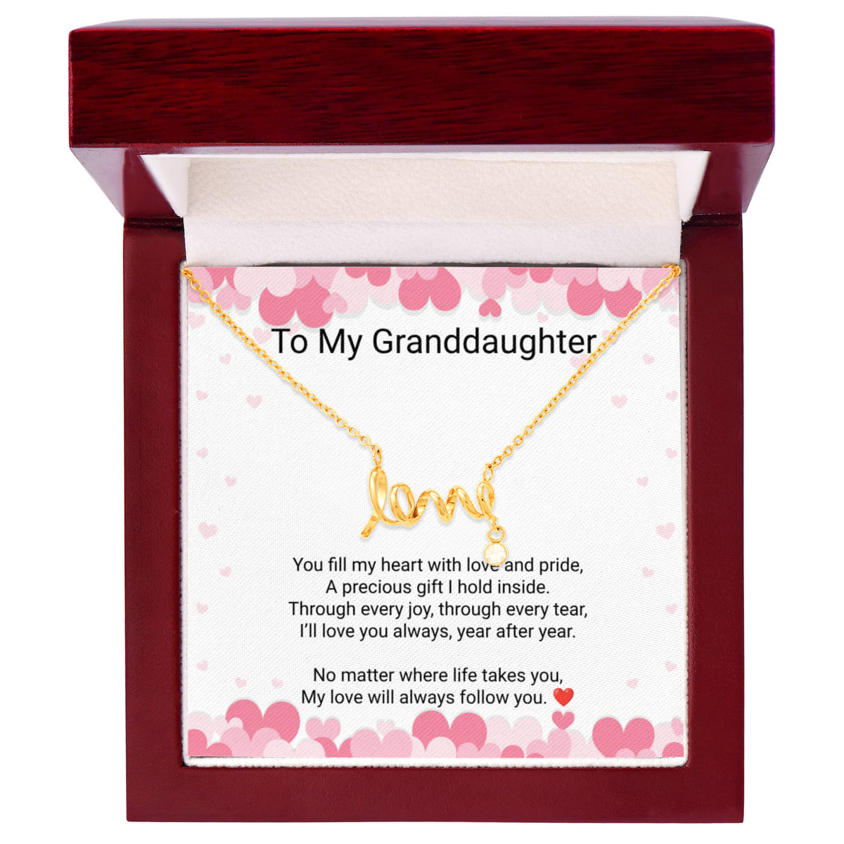 Granddaughter Scripted Love Necklace – Heartfelt Gift from Grandma