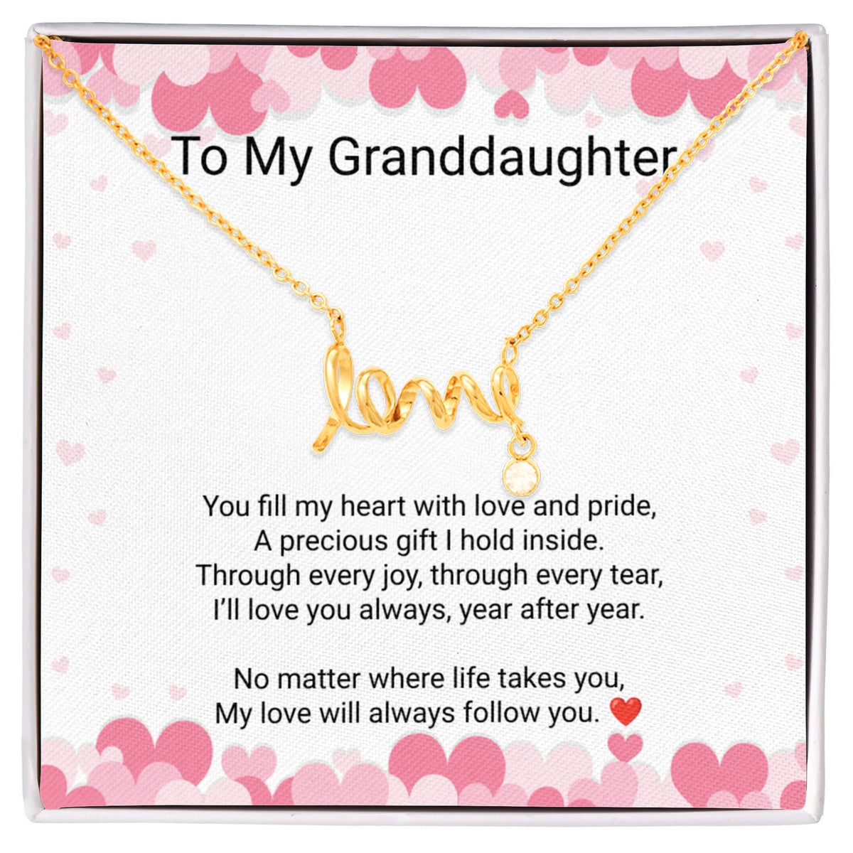 Granddaughter Scripted Love Necklace – Heartfelt Gift from Grandma