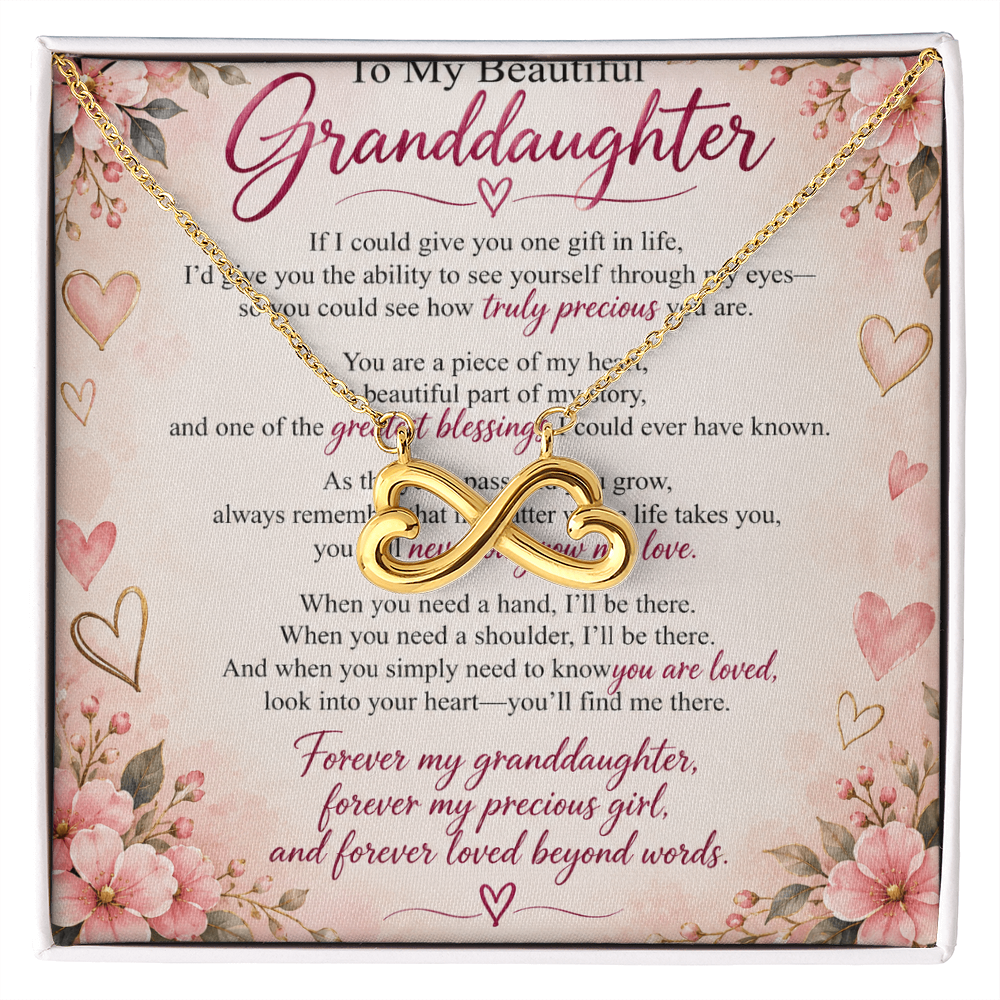 Granddaughter Endless Love Necklace – Yellow & White Gold Gift from Grandma