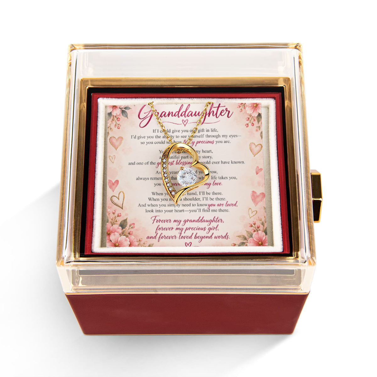 Granddaughter Forever Love Rotating Rose Gift Box – Heartfelt Gift from Grandma